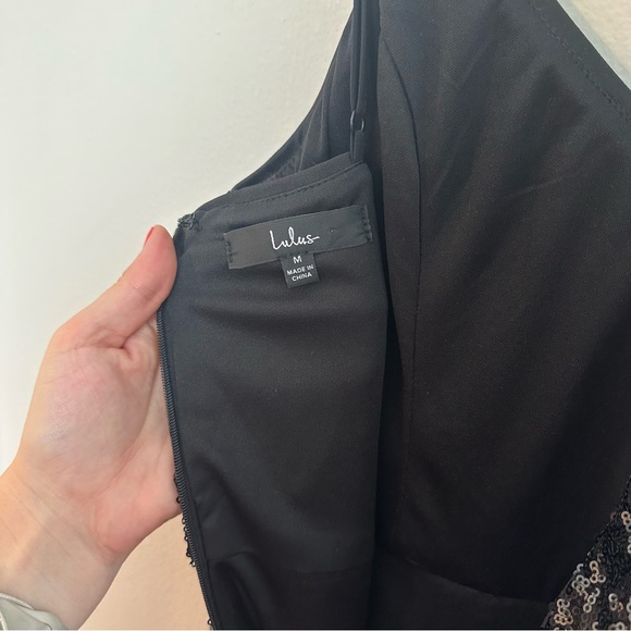 LULUS- Forever Your Girl Black Sequin Faux-Wrap Bodycon Maxi Dress Formal Prom - Picture 11 of 13